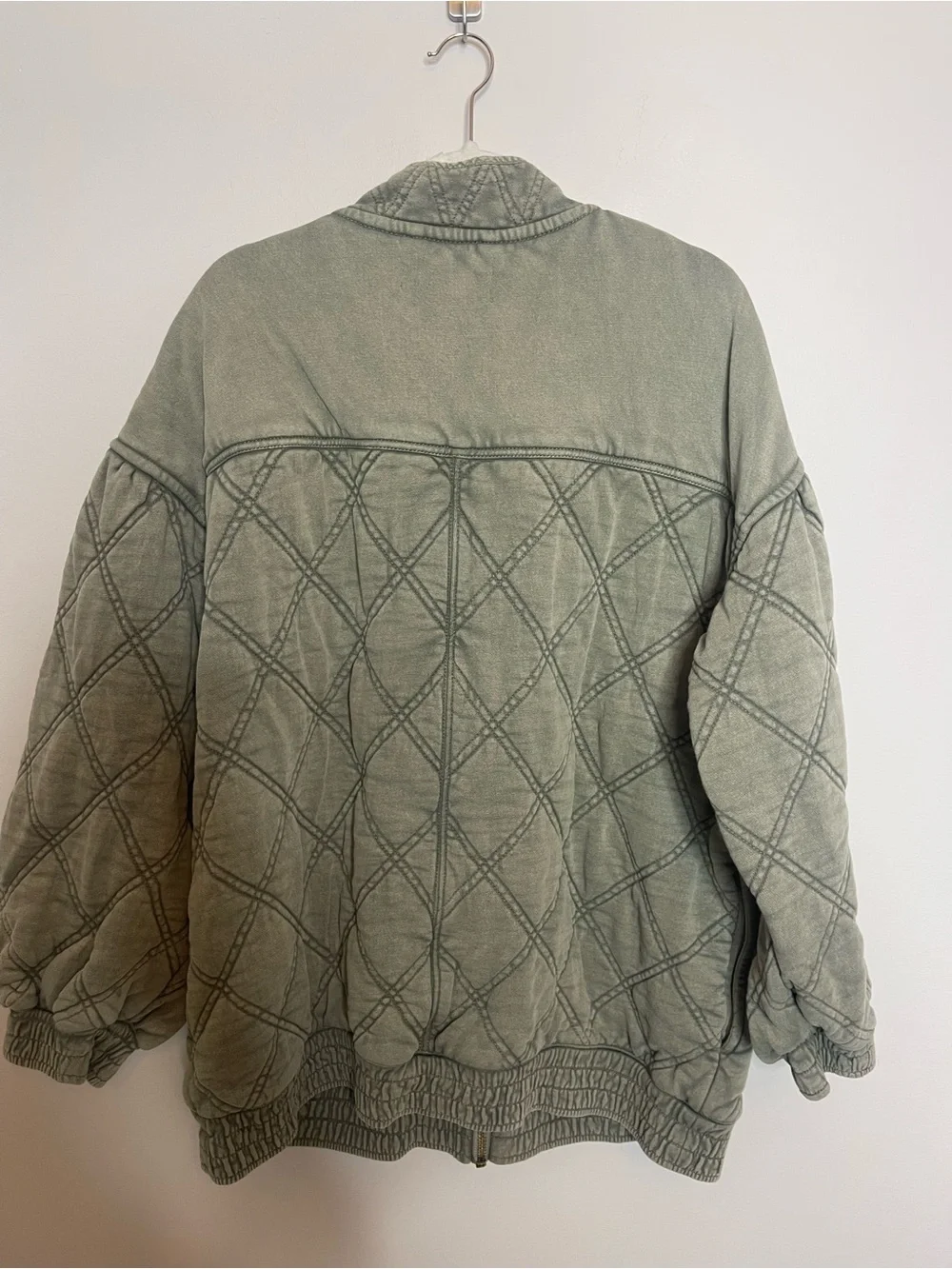 Free People Juno Green quilted coat Jacket size large